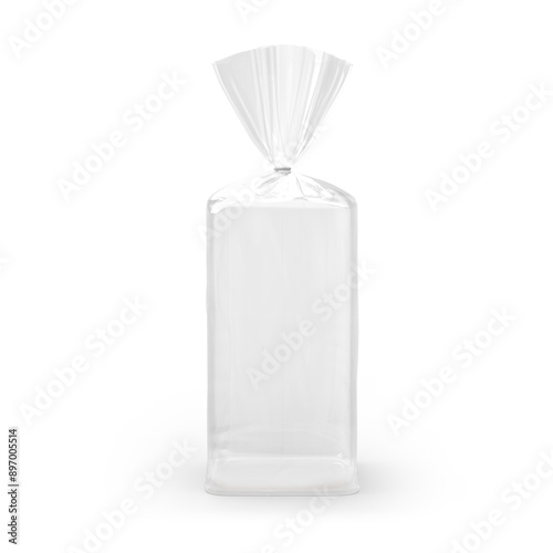 Obraz na płótnie Vertical transparent bag for bread package mockup. illustration isolated on white background ready and simple to use for your design. Mockup 3d illustration, 3d rendering w salonie