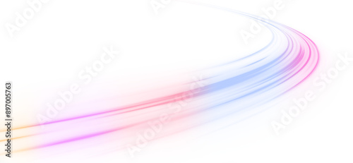 Luminous green neon waves PNG. Colored shiny sparks of spiral wave. Curved bright speed line swirls.	