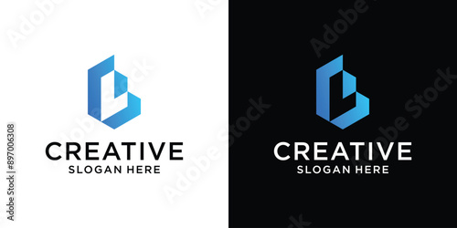 Creative real estate letter BL logo design template abstract