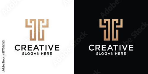 Creative initial letter T logo design idea template abstract
