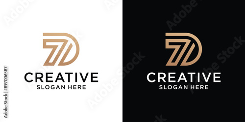 Creative initial letter D logo design idea template abstract