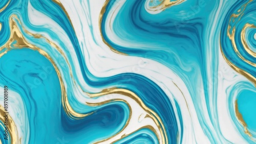 Abstract marbleized Cyan creative colors Beautiful paint with the addition of gold effect background photo