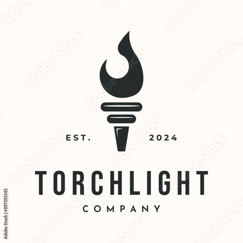 torch portable vintage logo vector minimalist illustration design, torchlight ceremony symbol design