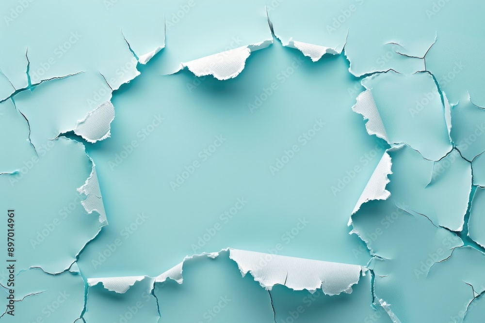 Cracked Paper Surface mock-up with Torn Edges in a Light Blue Background - Design Template Cracked Paper Surface mock-up with Torn Edges in a Light Blue Background - Design Template