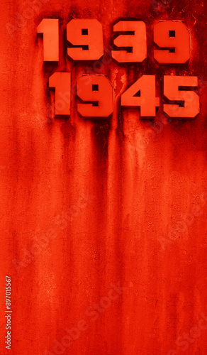 1939 - 1945 - Memorial for Second World War. Numbers of beginning and end of global military conflict.  war memorial showing text reading 