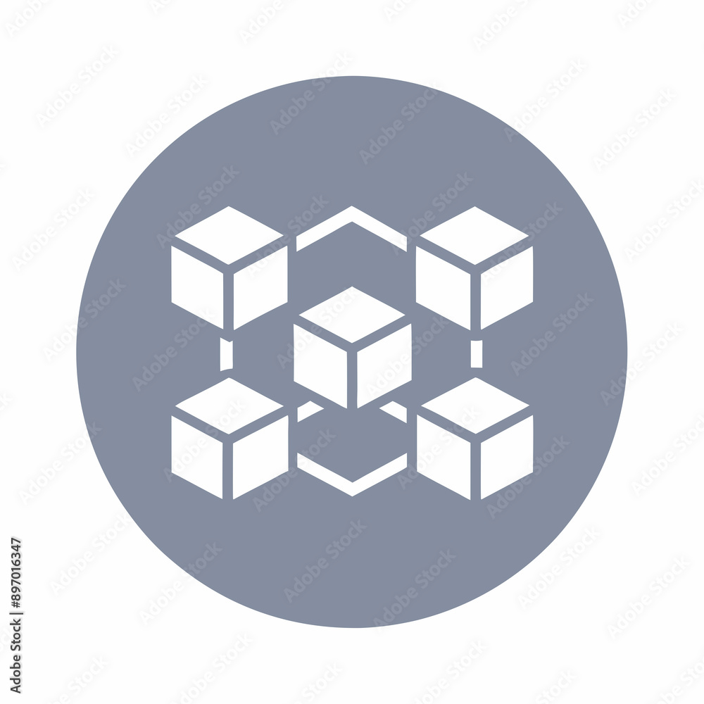 Blockchain Network Icon with Cubes in Circular Formation Blockchain Network Icon with Cubes in Circular Formation