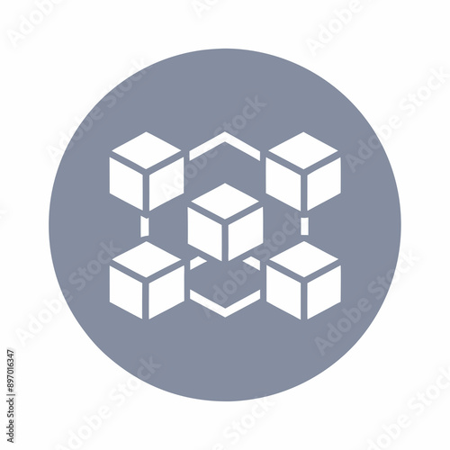 Blockchain Network Icon with Cubes in Circular Formation