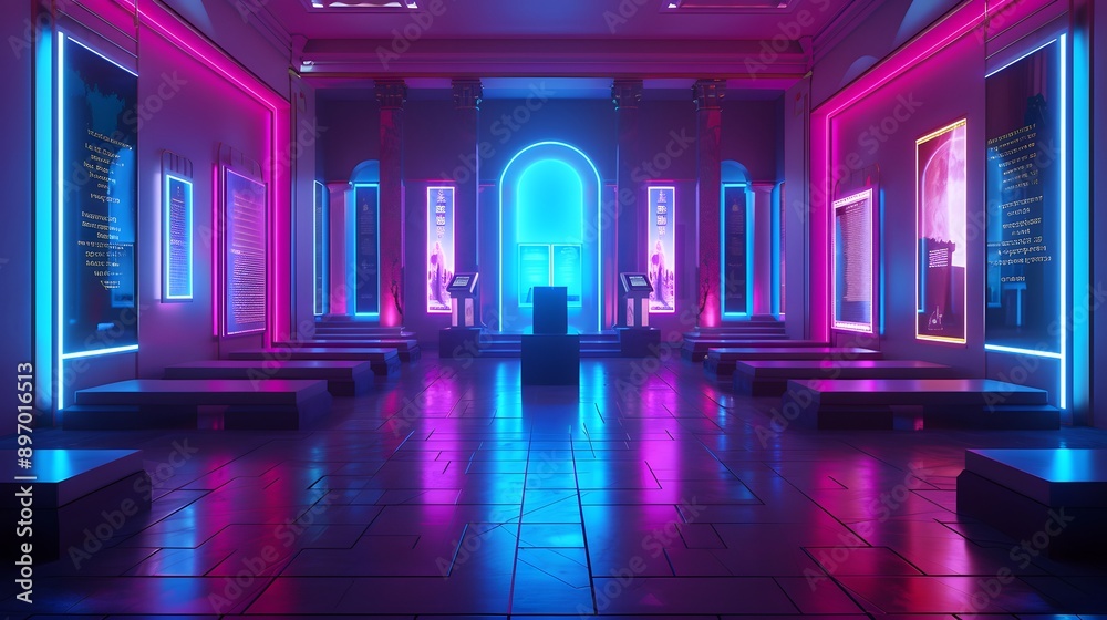Neon Retro Futuristic Gallery Hallway Neon Retro Futuristic Gallery Hallway