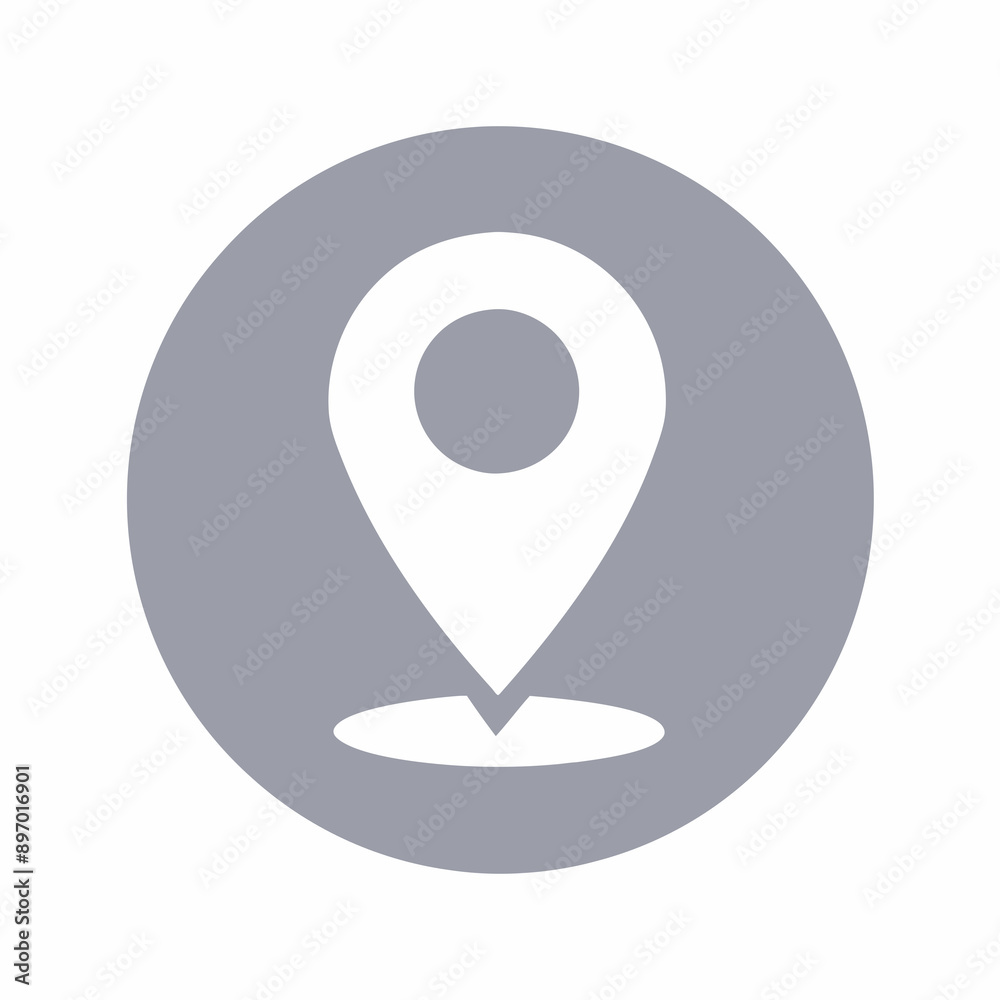 Minimalist Gray Location Pin Icon on Circular Background for Navigation Minimalist Gray Location Pin Icon on Circular Background for Navigation