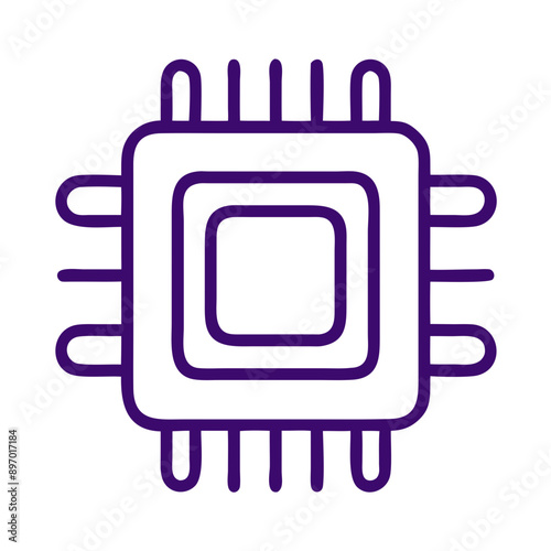Circuit Processor Icon Representing Hardware and Computing