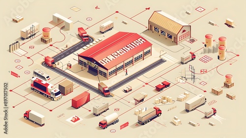 Visual Representation of Logistics Warehouse for Logistics distribution delivery transport infrastructure monitoring technology concept. photo