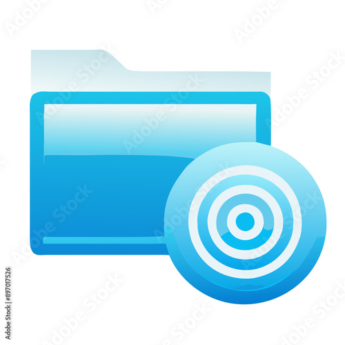 Blue Folder Icon with a Gear Representing File Management and Digital System Settings