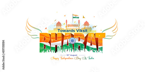 Happy Independence Day of india. Modern new bharat concept.
