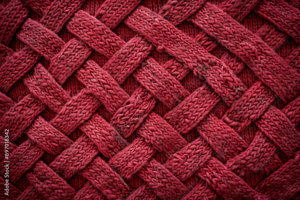 Woven Texture Concept: Red Knit Fabric with a Criss-Cross Pattern Woven Texture Concept: Red Knit Fabric with a Criss-Cross Pattern