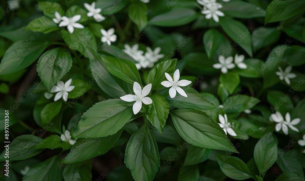 Beautiful White Flowers on Lush Green Foliage, Generative AI Beautiful White Flowers on Lush Green Foliage, Generative AI