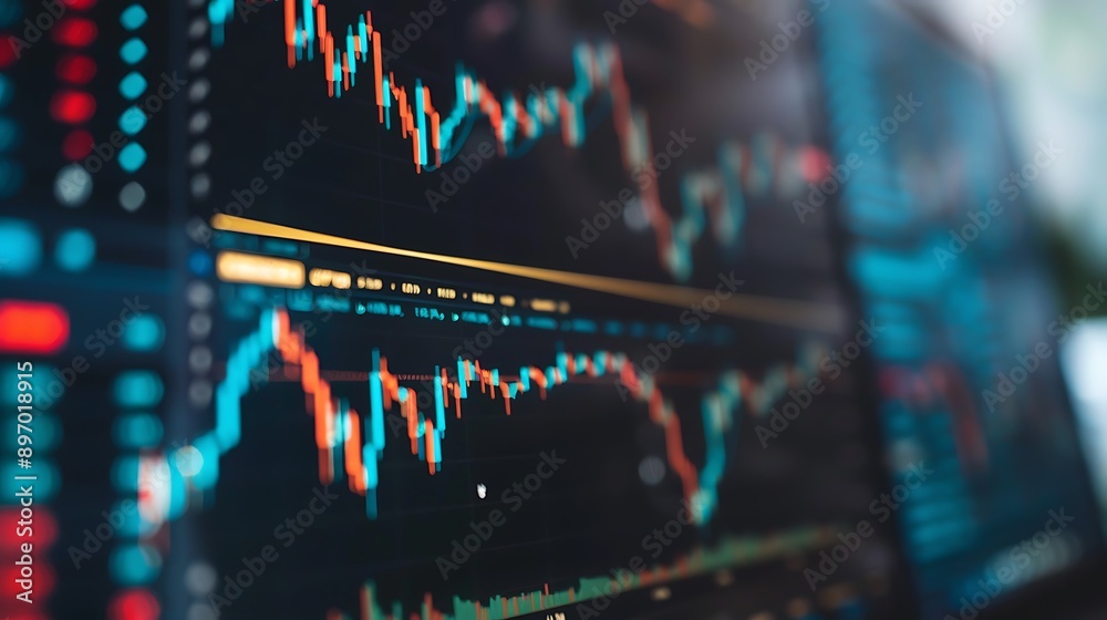 Stock Market Analysis Data Graph on Digital Computer Screen for Financial Investment Business Growth Technology Concept. Stock Market Analysis Data Graph on Digital Computer Screen for Financial Investment Business Growth Technology Concept.