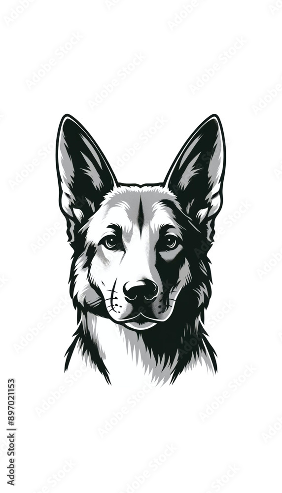 Naklejka premium トルコのカンカンガール・ドッグのモノトーン画像。大型で力強く、家畜の守護に優れる。