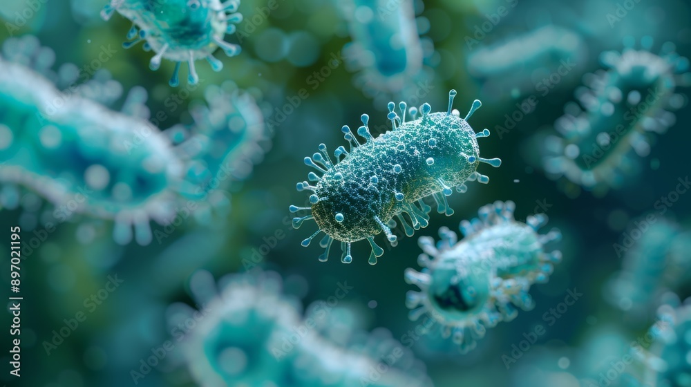 Fototapeta premium Microbial colonies on bathroom shower handles, [germs, bathroom], [depicting critical hygiene areas].