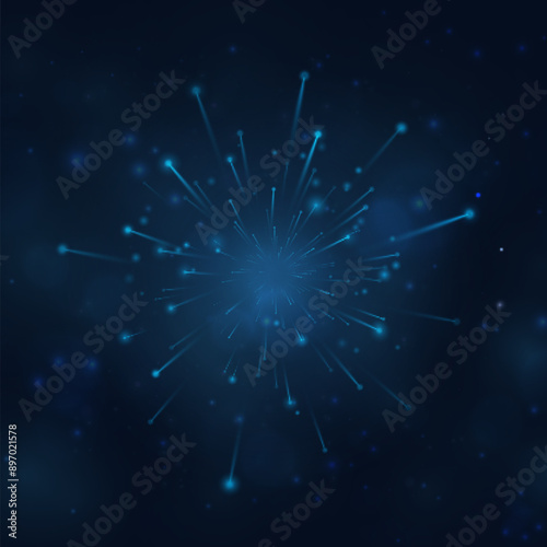 Speed ​​effect in space with lots of flickering light and glare. Vector background overlay effect