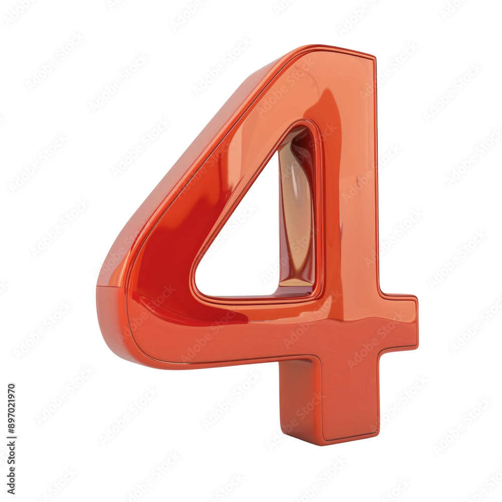 Number 4 3D letter isolated on white or transparent background Number 4 3D letter isolated on white or transparent background