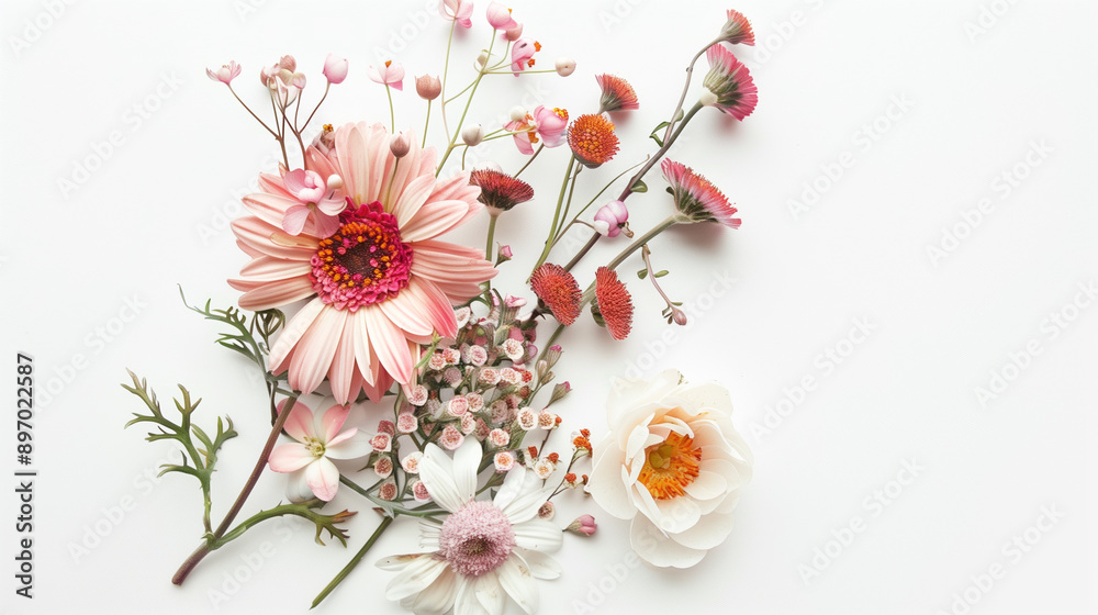 白背景の花、バナー 白背景の花、バナー