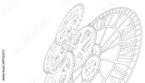 clock mechanism symbol 3d illustration