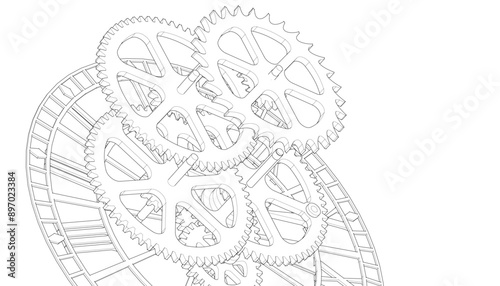 clock mechanism symbol 3d illustration