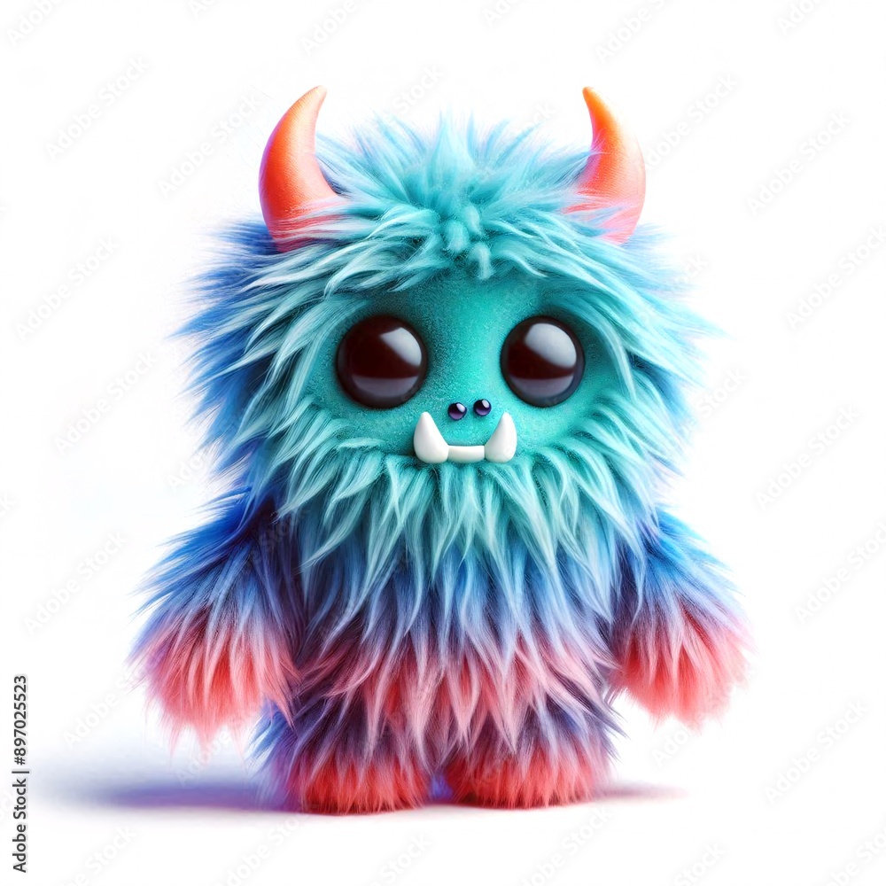 Cute plush character illustration on white backround
