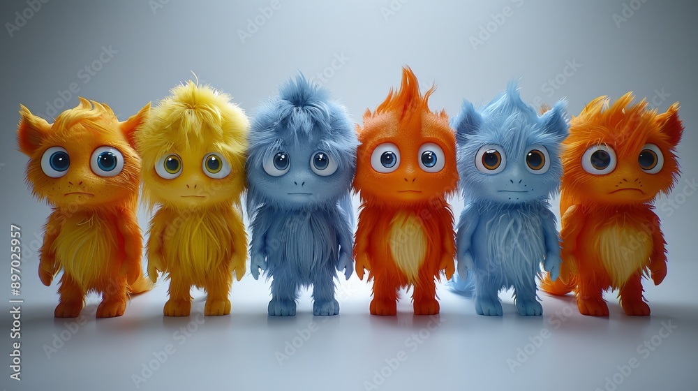 Colorful bacteria characters in a group on blue backdrop for a cheerful animated scene Colorful bacteria characters in a group on blue backdrop for a cheerful animated scene