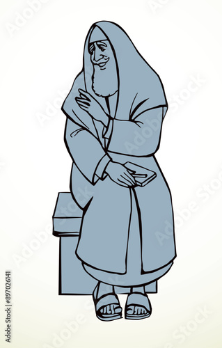 Vector drawing. Old jewish man