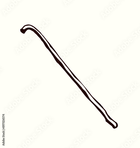 Vector drawing. Old wooden stick