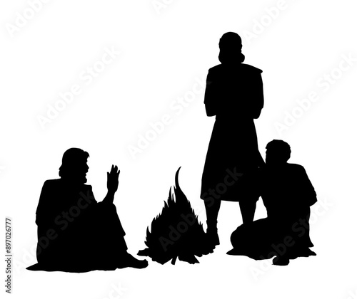 Vector drawing. Man sitting on the ground