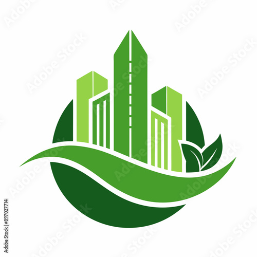 Green city logo vector design with creative style concept illustration