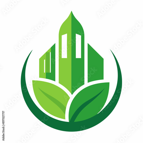 Green city logo vector design with creative style concept illustration