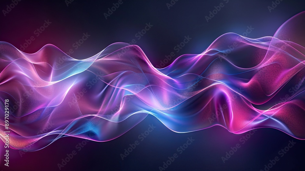 Vibrant ultraviolet wave patterns glowing against a dark background, ideal for attention-grabbing banners and 3D designs.