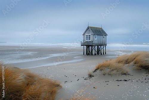 lifeguard hut on the beach. Generative AI