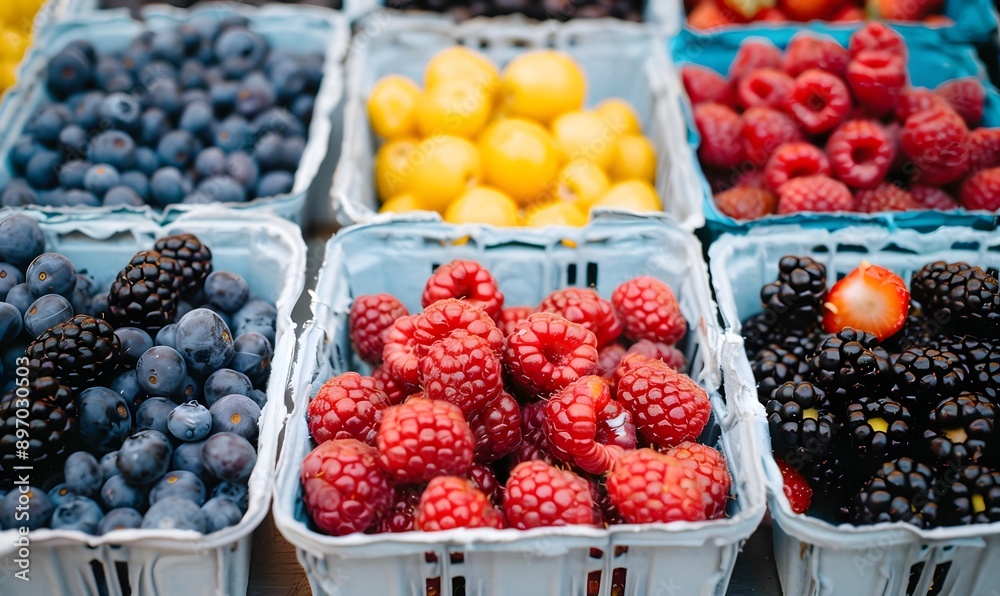 Colorful variety of fresh berries, Generative AI Colorful variety of fresh berries, Generative AI