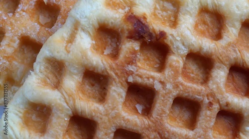 top view close up shot of pile of croffle or waffle