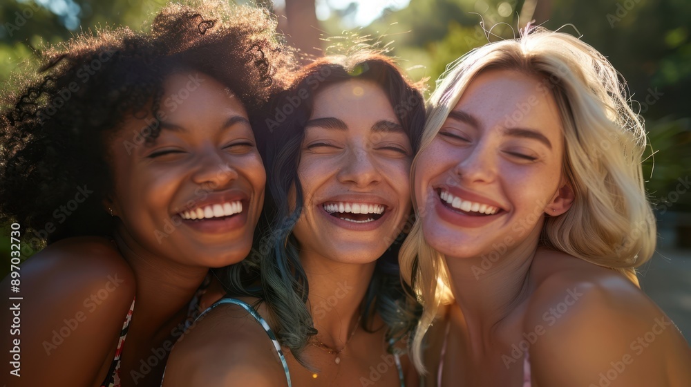 The joyful friends outdoors The joyful friends outdoors