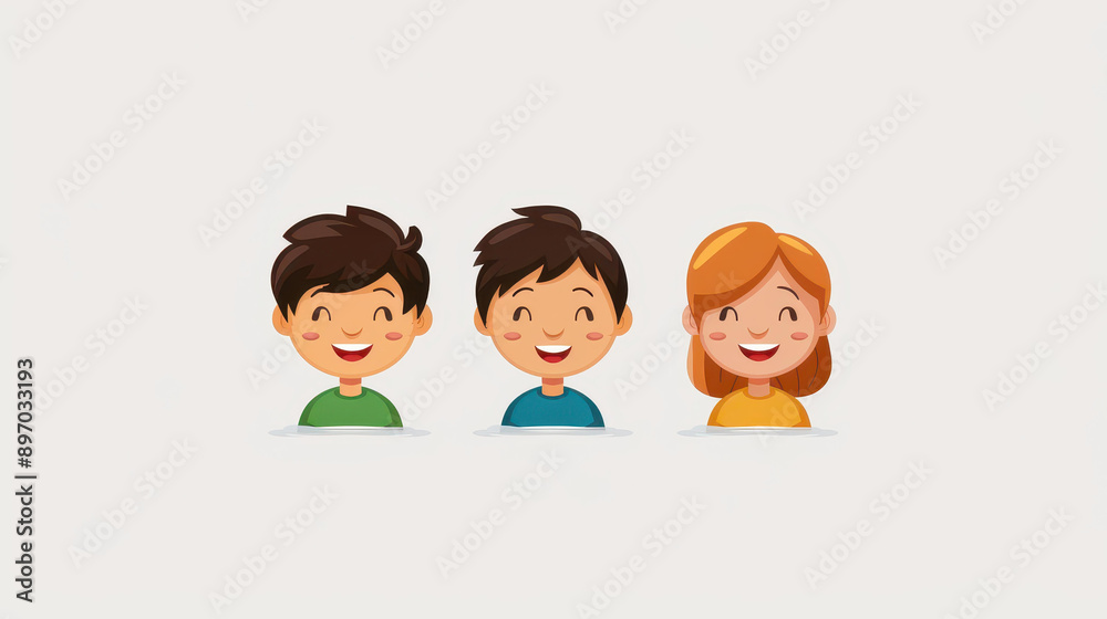 Three friends laugh and enjoy a moment together in a vibrant, flat vector design, celebrating friendship and joy. Three friends laugh and enjoy a moment together in a vibrant, flat vector design, celebrating friendship and joy.