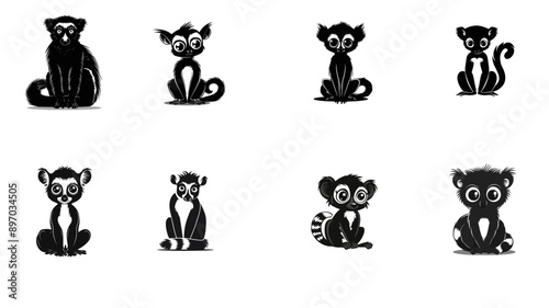 Lemur Silhouette Vector: High-Quality Design for Wildlife Lovers photo