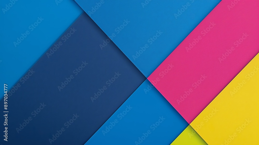 Modern and minimalist design with overlapping geometric shapes in blue, pink, and yellow against an abstract background Modern and minimalist design with overlapping geometric shapes in blue, pink, and yellow against an abstract background