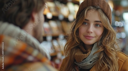 Smiling Woman in a Brown Beanie