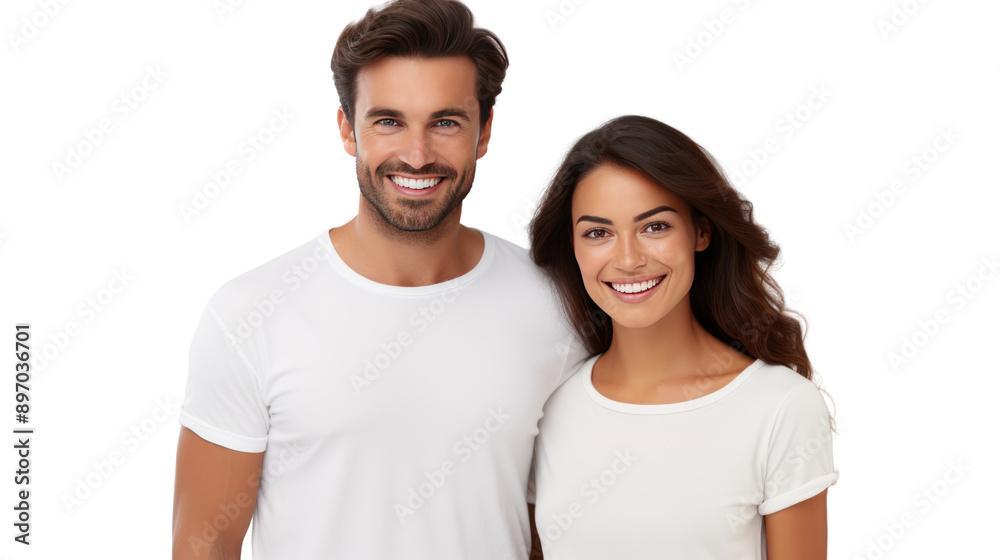 Smiling couple looking at camera isolated on white background. Smiling couple looking at camera isolated on white background.