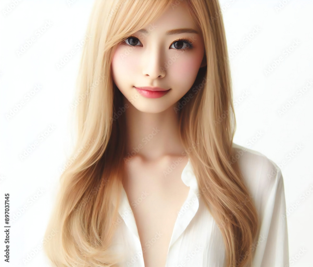 Fototapeta premium 白いブラウスの美女