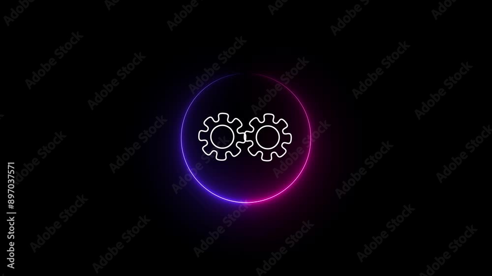 Setting the icon animation. 2 tone neon circle frame Setting the icon animation. 2 tone neon circle frame
