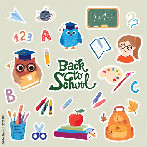 Back to school stickers supplies