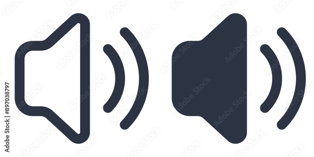 Obraz premium Volume up or speaker simple icons set designed in filled, outline, line and stroke style