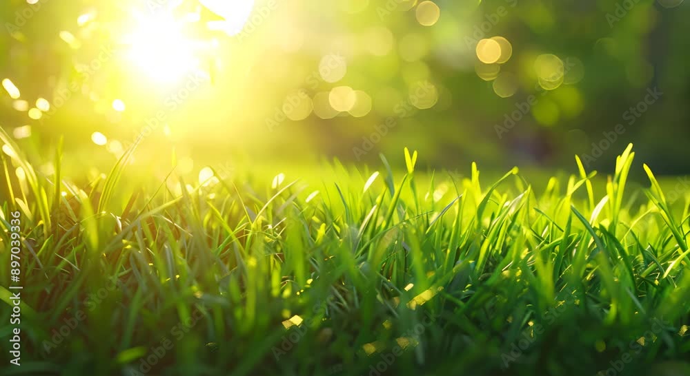 A field of green grass with the sun shining on it. The grass is lush and vibrant, and the sunlight creates a warm and inviting atmosphere A field of green grass with the sun shining on it. The grass is lush and vibrant, and the sunlight creates a warm and inviting atmosphere