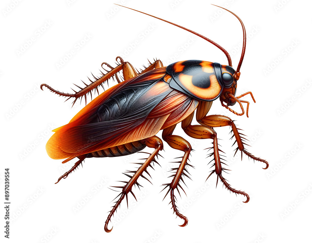 Fototapeta premium realistic 3d cockroach close view isolated transparent background